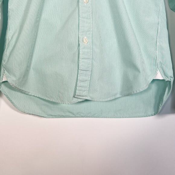 J. Crew Oversized Secret Wash Banker Stripe Button Down Shirt Green - Picture 6 of 13